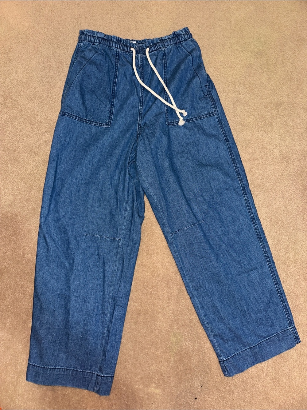 Old Navy Wide Leg Drawstring Denim Pants - Blue